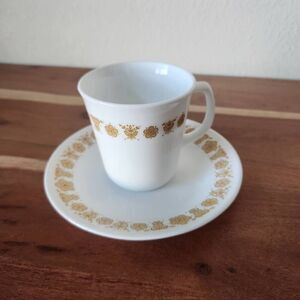 Corell by Corning cup & saucer retro cream golden butterfly Centura